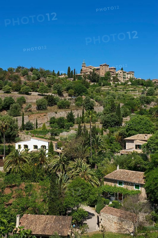 Townscape with the Charterhouse or Royal Carthusian Monastery of Valldemossa