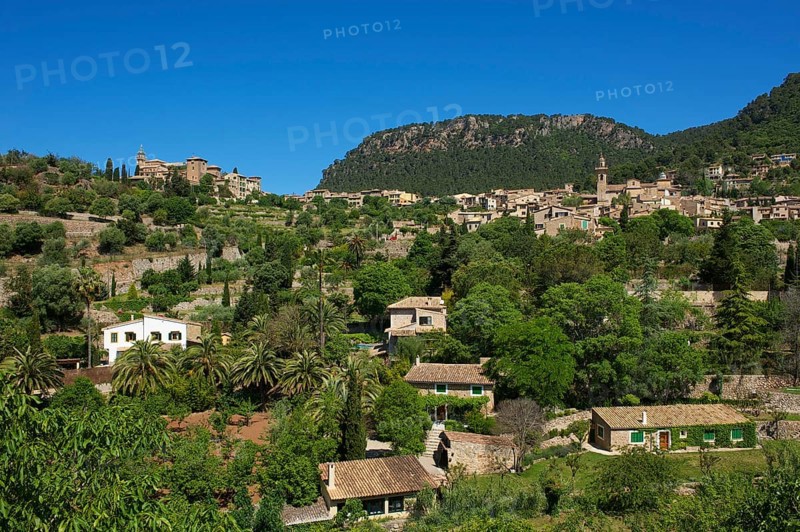 Townscape with the Charterhouse or Royal Carthusian Monastery of Valldemossa