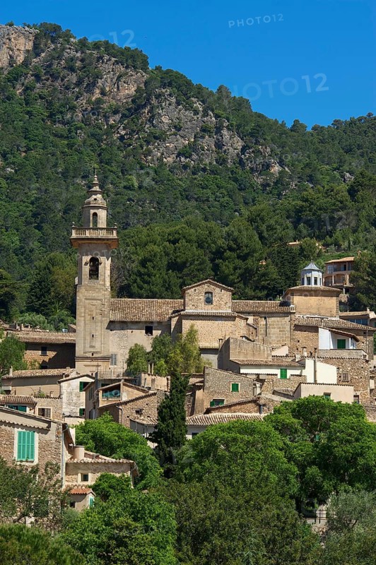Townscape with the Charterhouse or Royal Carthusian Monastery of Valldemossa