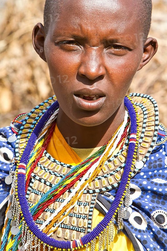 Maasai woman wearing traditional dress