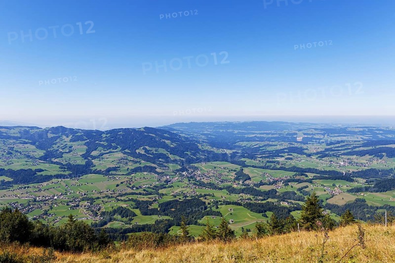 View from Mount Niedere with the villages of Egg