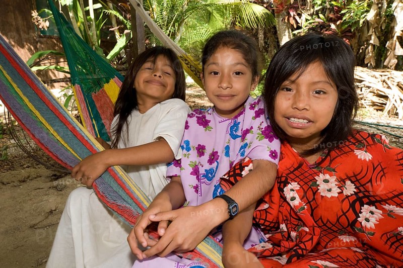 Lacandon children in a Lacandon settlement