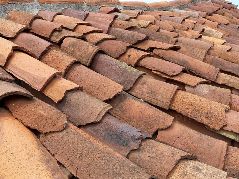 Roof tiles on an old house in Guillama