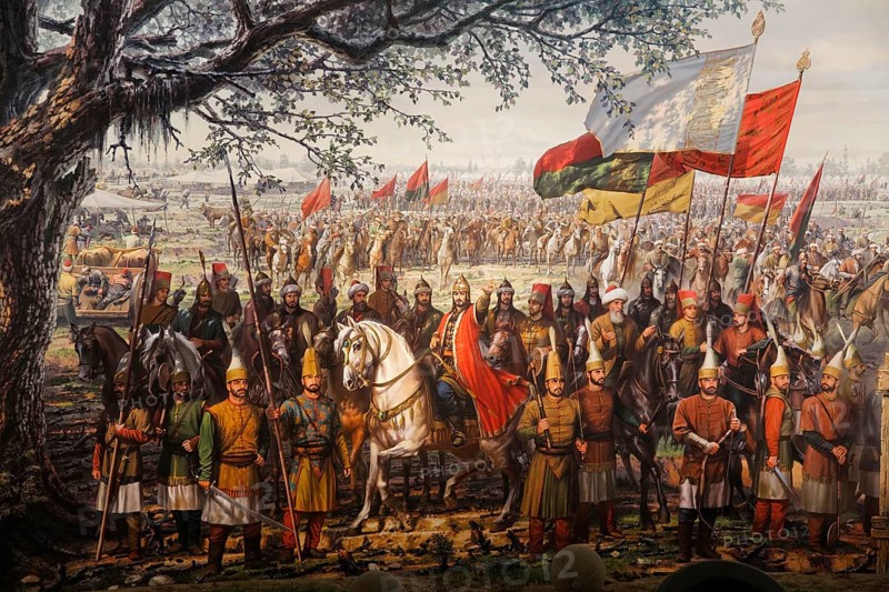 Painting of the conquest of Constantinople in 1453 by the Ottomans under Sultan Fatih Sultan Mehmed