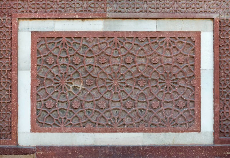 Decorative elements carved in sandstone