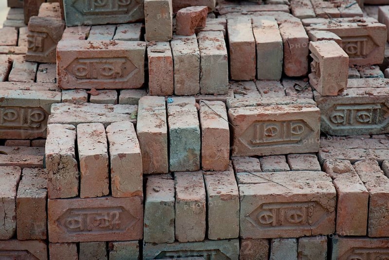 Bricks with Devanagari script