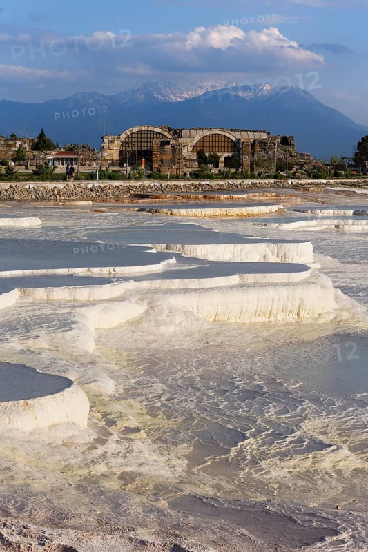 Travertine terraces of Pamukkale and Hierapolis Archeological Museum