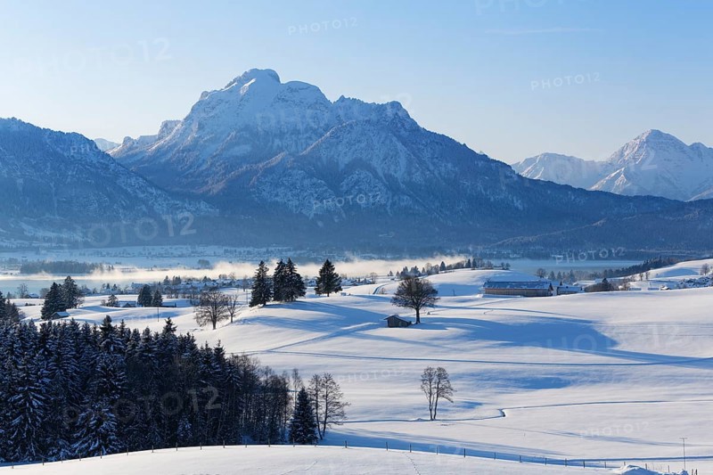 Mount Sauling or Mount Saulingspitze with Forggensee Lake