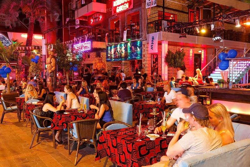 Robin Hood Garden nightclub in the town centre at night