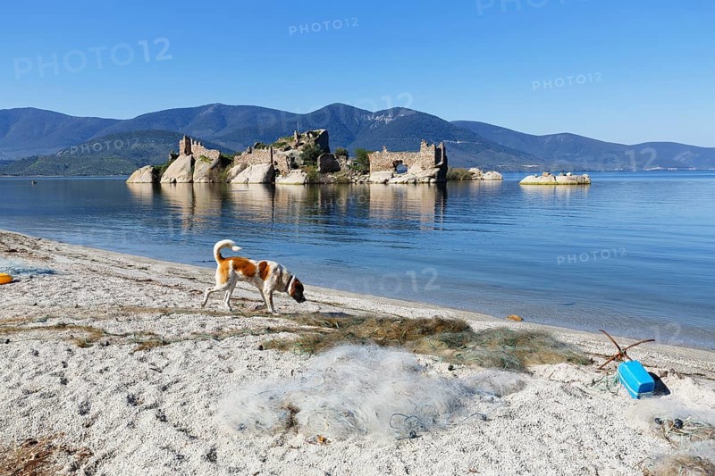 Byzantine fortress on an island in Lake Bafa