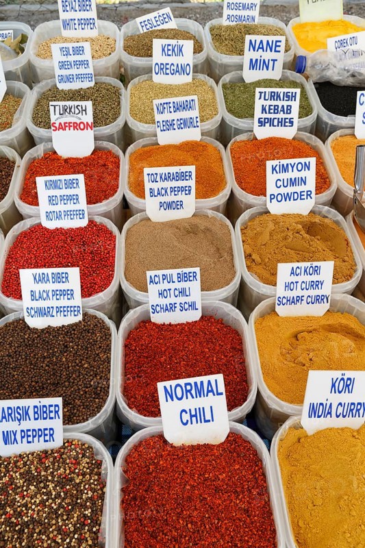 Spices for sale at a market stall