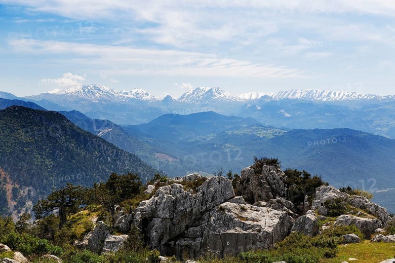 View from Termessos towards the south over the Taurus Mountains