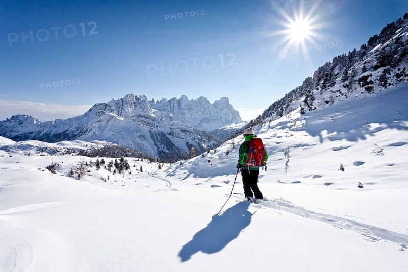 Cross-country skier descending from Juribrutto