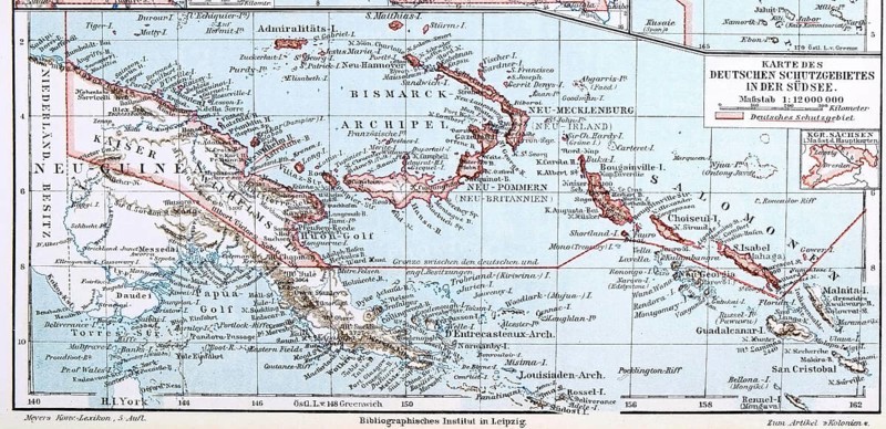 Map of the former German protectorate in the South Pacific