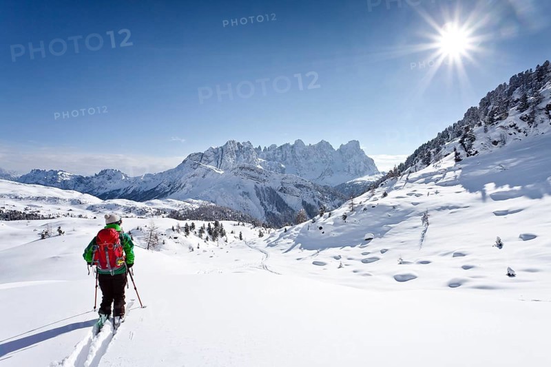 Cross-country skier descending Juribrutto Mountain