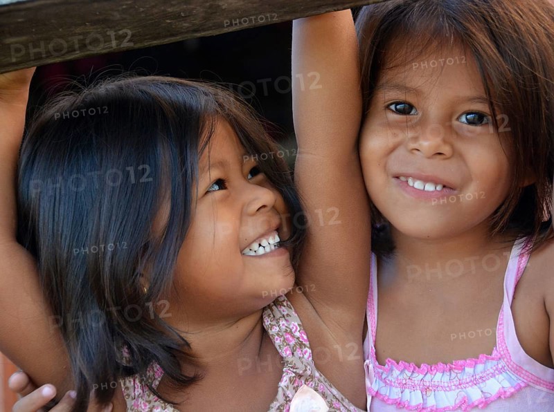 Two girls in an Indian village