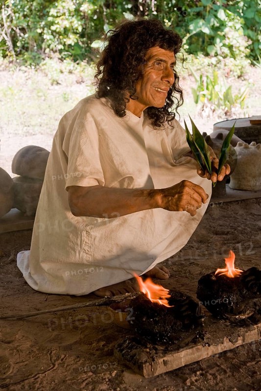 Shaman of the Lacandon tribe at a ceremony