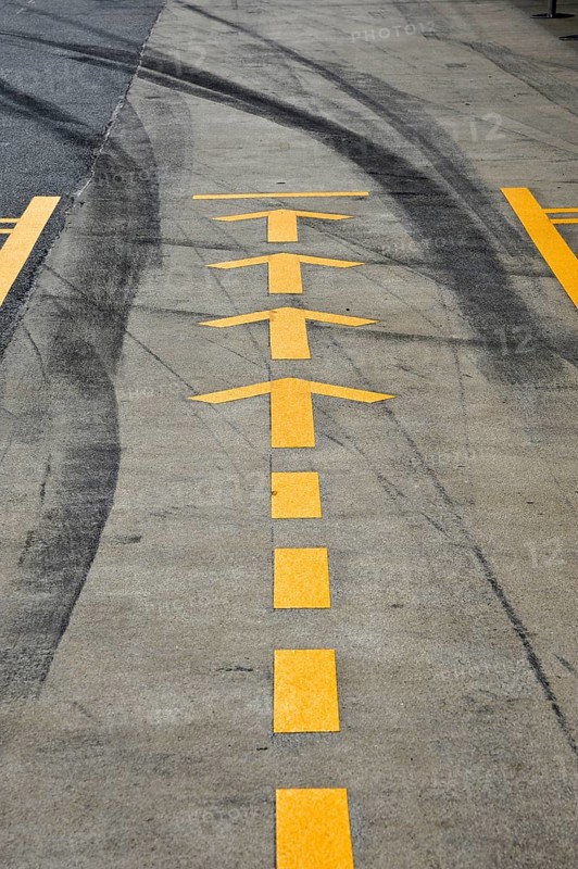 Markings in the pit lane during testing at the Circuit de Catalunya or Circuit de Barcelona