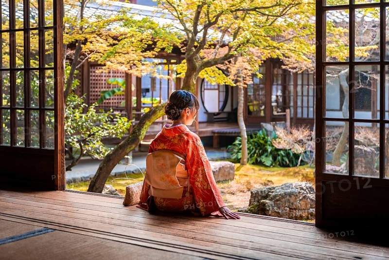 Japanese woman dressed with kimono