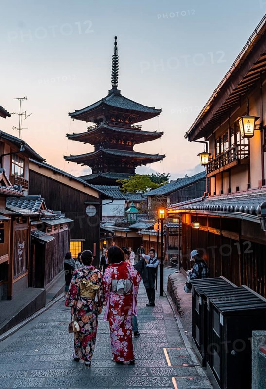 Pedestrian with kimono