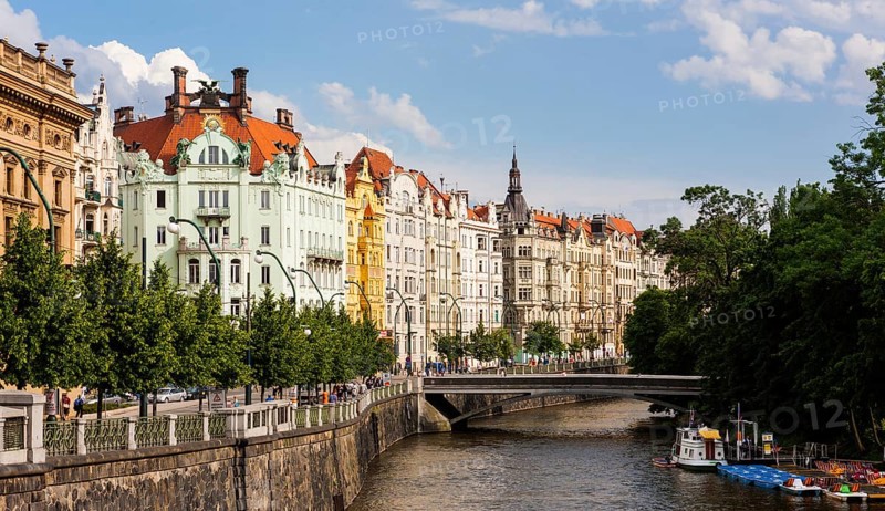 Old mansions along Masaryk Quay