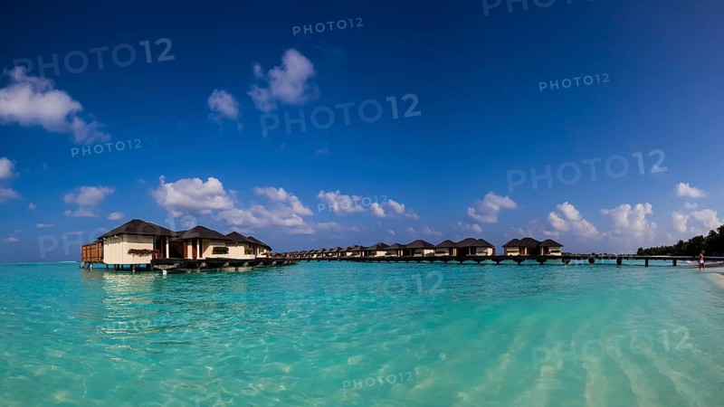 Water bungalows on Paradise Island or Lankanfinolhu