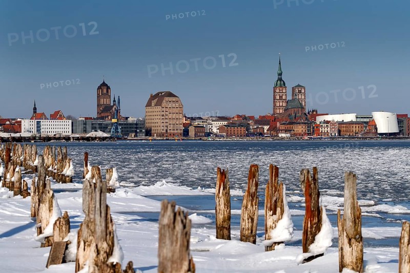 Historic centre of Stralsund in winter