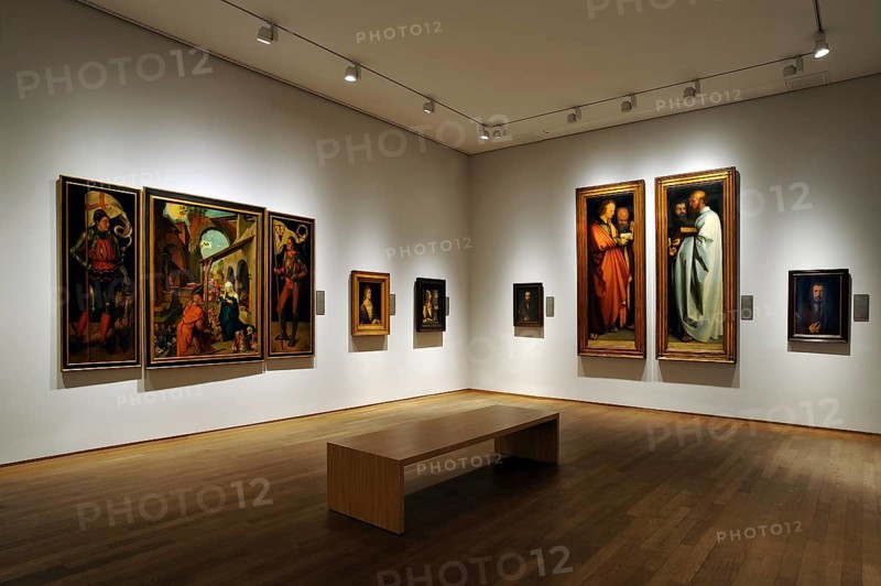 Exhibition space with replicas of famous paintings by Albrecht Duerer