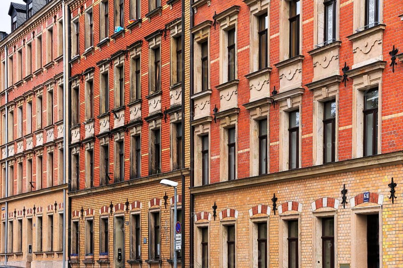 Facades of workers' dwellings from the 19th century