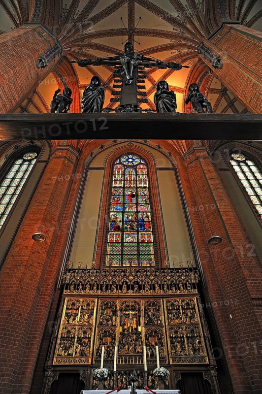 Guestrow altar and stained glass window