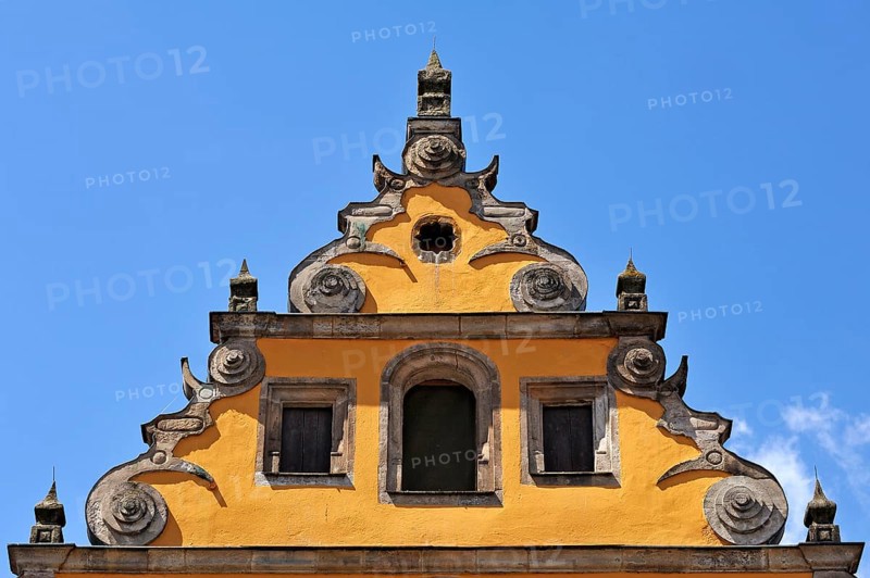 Baroque voluted gable