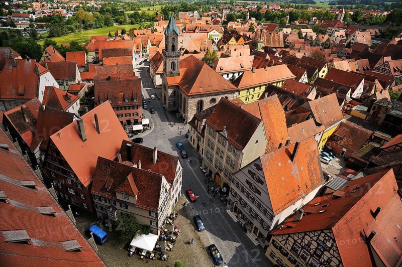 View from the tower of St. George's Church in the middle the Evangelical-Lutheran parish church of St. Paul