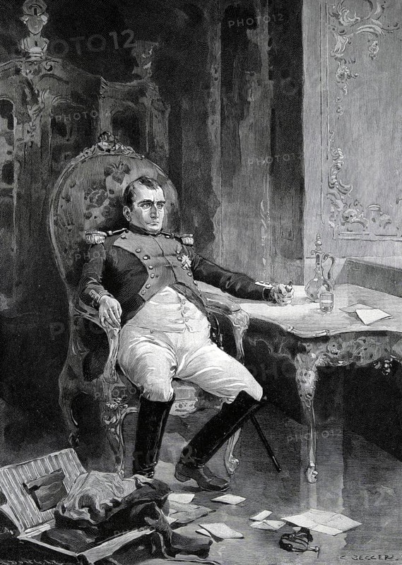 Napoleon taking poison in the Palace of Fontainebleau