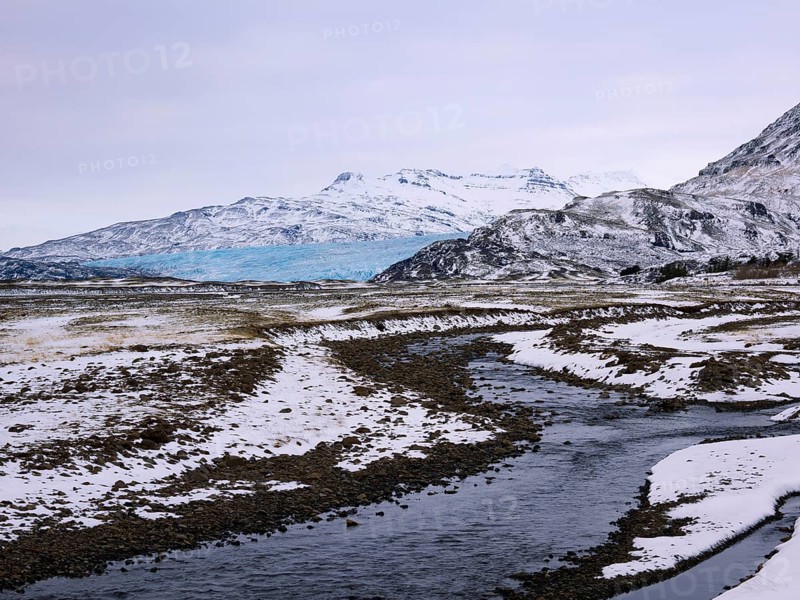 Meltwater of the Jokulsarlon glacier lagoon at the edge of the Vatnajokull Glacier
