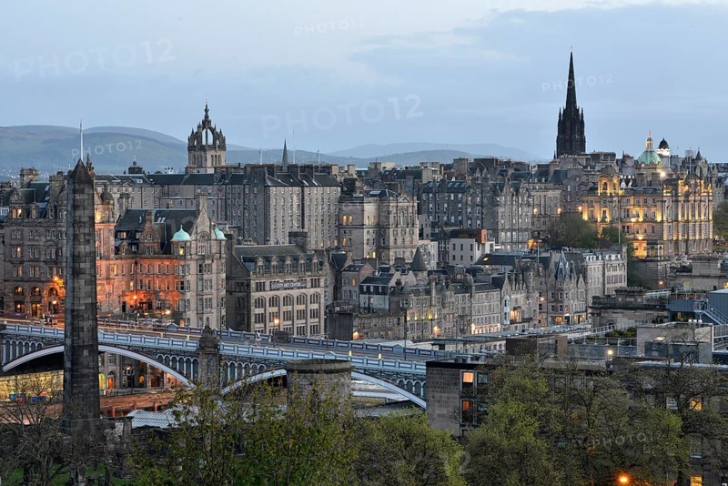 View of the historic centre from Calton Hill with Edinburgh Castle