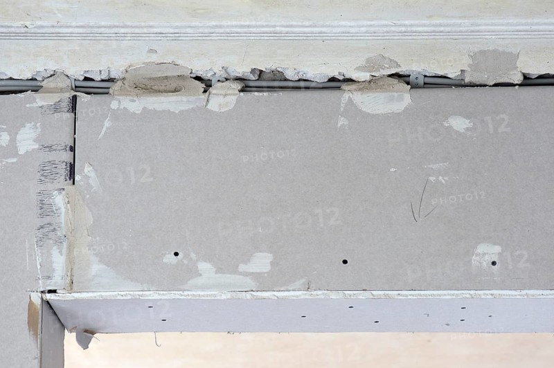 Beams covered with plasterboard sheets
