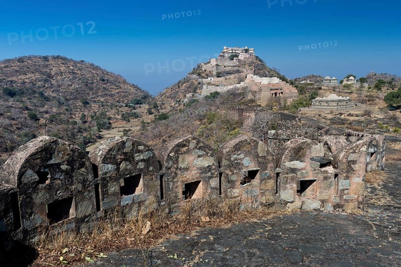 Battlements on a fortified wall