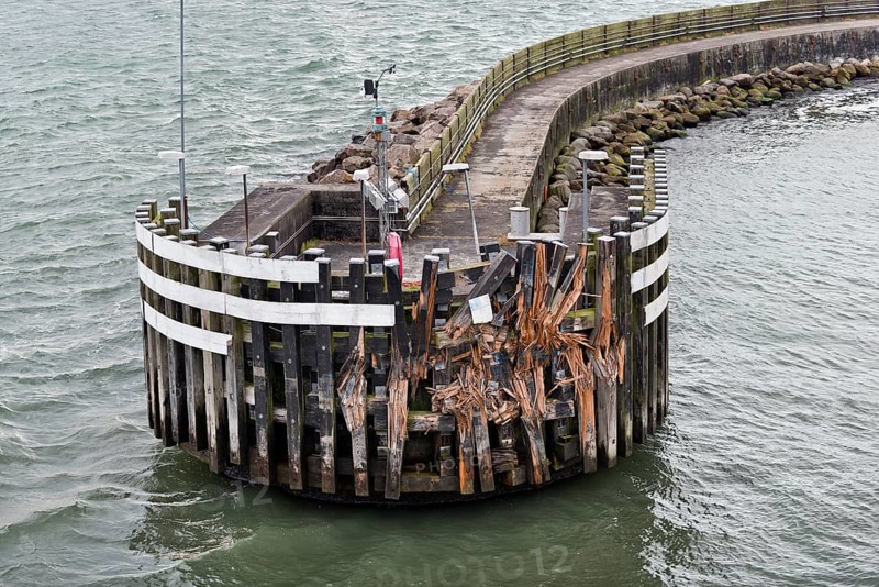 Damaged quay in the port