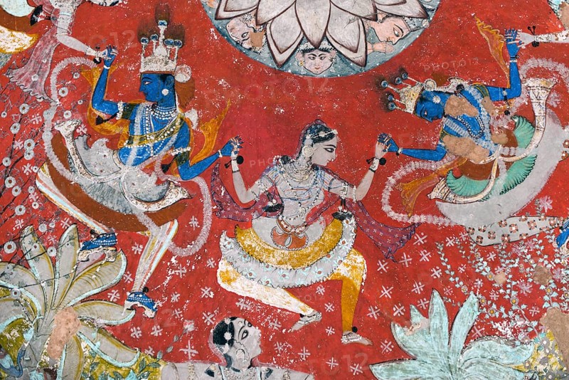 Pastoral god Krishna dancing the Rasa Lila dance with the Gopis