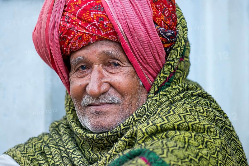 Elderly Indian man with a red turban