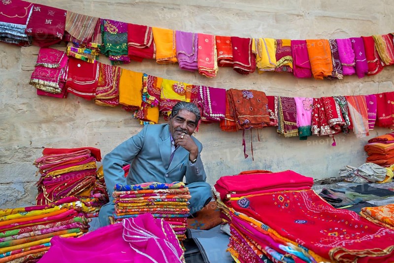 Fabric and cloth merchant at the market