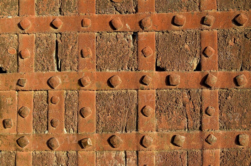 Iron mountings and hand-forged nails on an old door