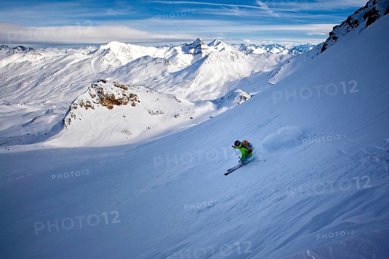 Skier in powder snow