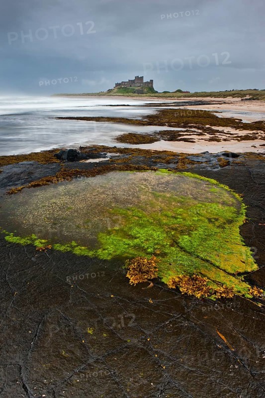 Bamburgh Castle during a storm