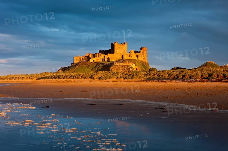 Bamburgh Castle in the last light of the day