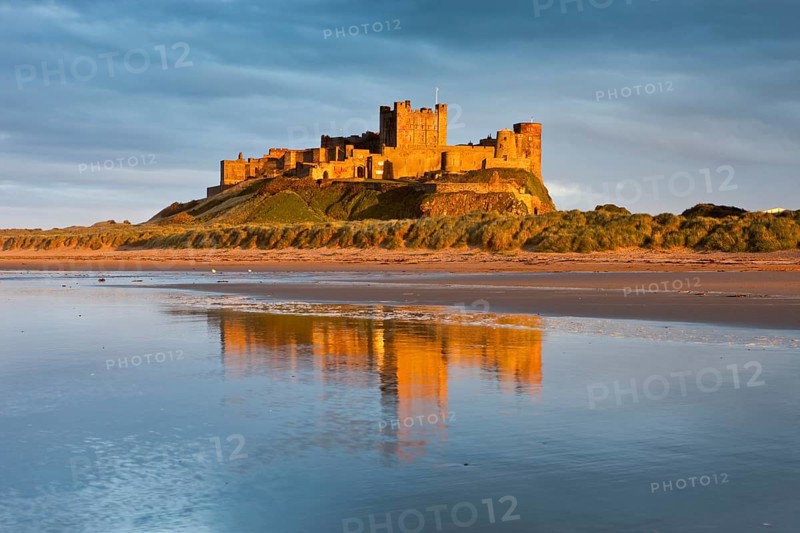 Bamburgh Castle in the last light of the day