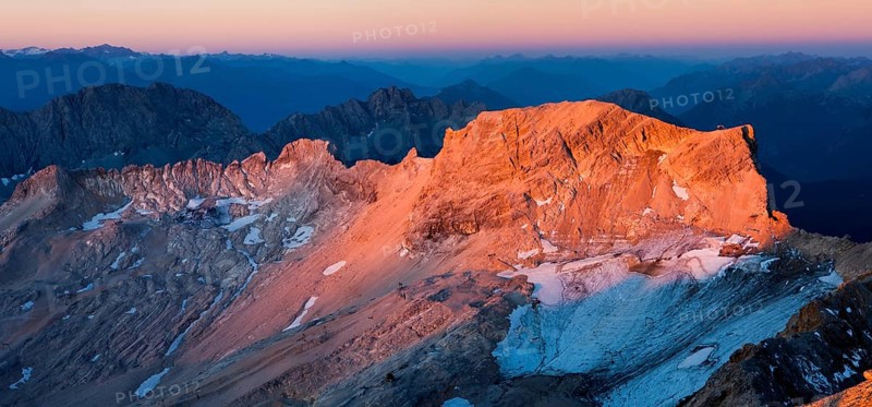 View from Mt. Zugspitze to Mt. Schneefernerkopf toward Tyrol