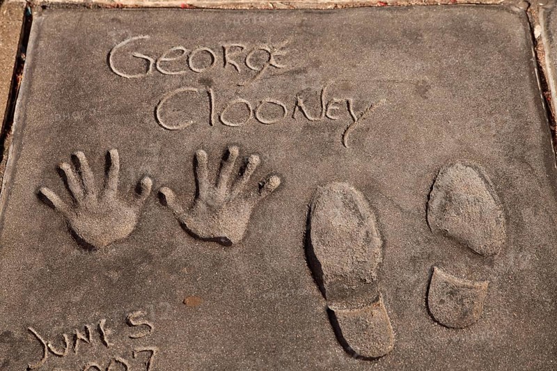 Handprints and footprints of George Clooney on Hollywood Boulevard