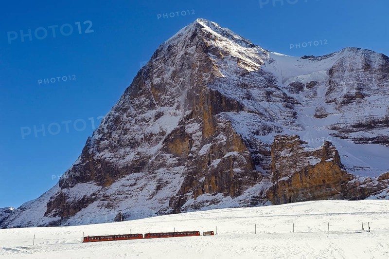 Jungfraujoch train in front of the Eiger mountain