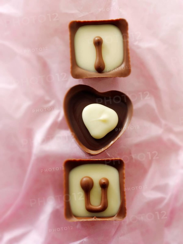 Chocolates forming the words 'I love U'